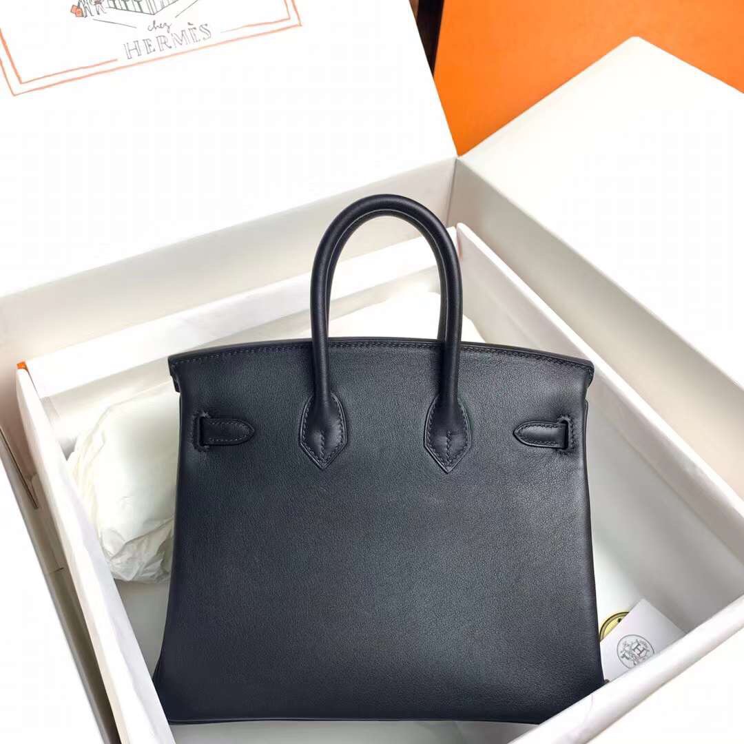 Hermes Birkin 25CM Swift Leather Handbag Black 